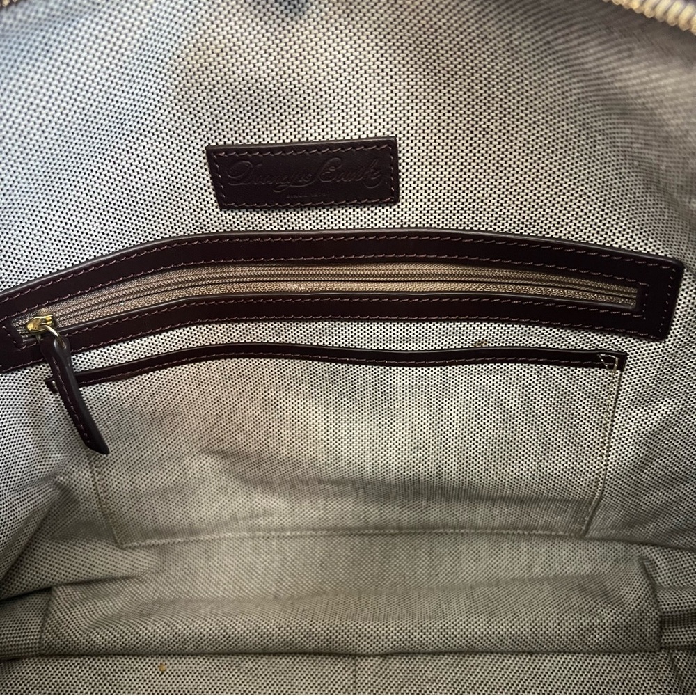 Dooney & Bourke Nina Large Shoulder Bag Brown Jacquard Leather Trim - Picture 9 of 13